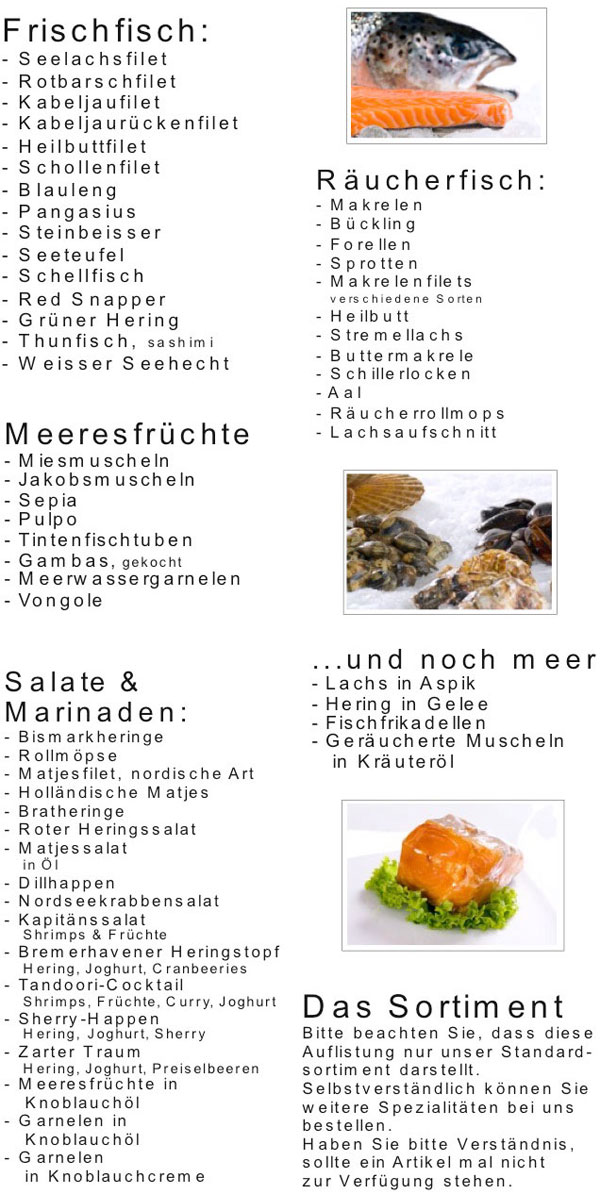 Warenangebot - Riekers Fischfeinkost